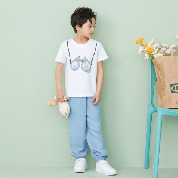 儿童短袖t恤 2022年新款儿童冰瓷棉透气卡通打底衫男女童韩版
